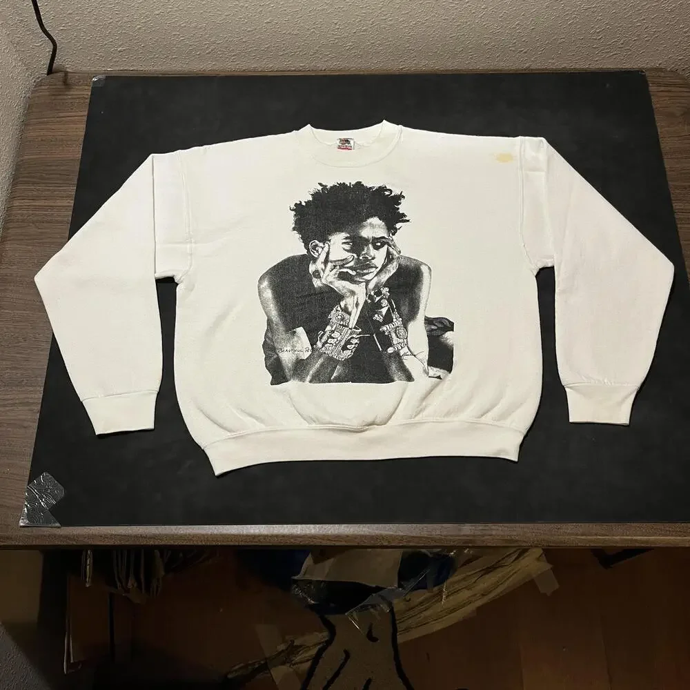 Vintage Beautiful People Sweatshirt Lenny Kravitz Black Beauty Art Print 90s USA